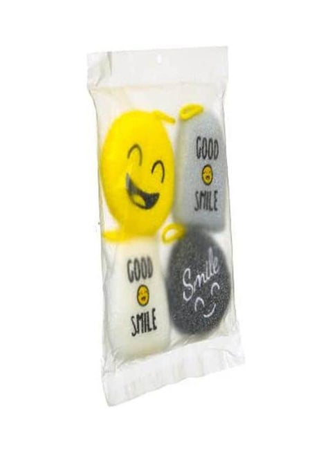 Dishwashing Sponge Set Of 4 Pieces Wih Different Sizes Smile Design Multicolour