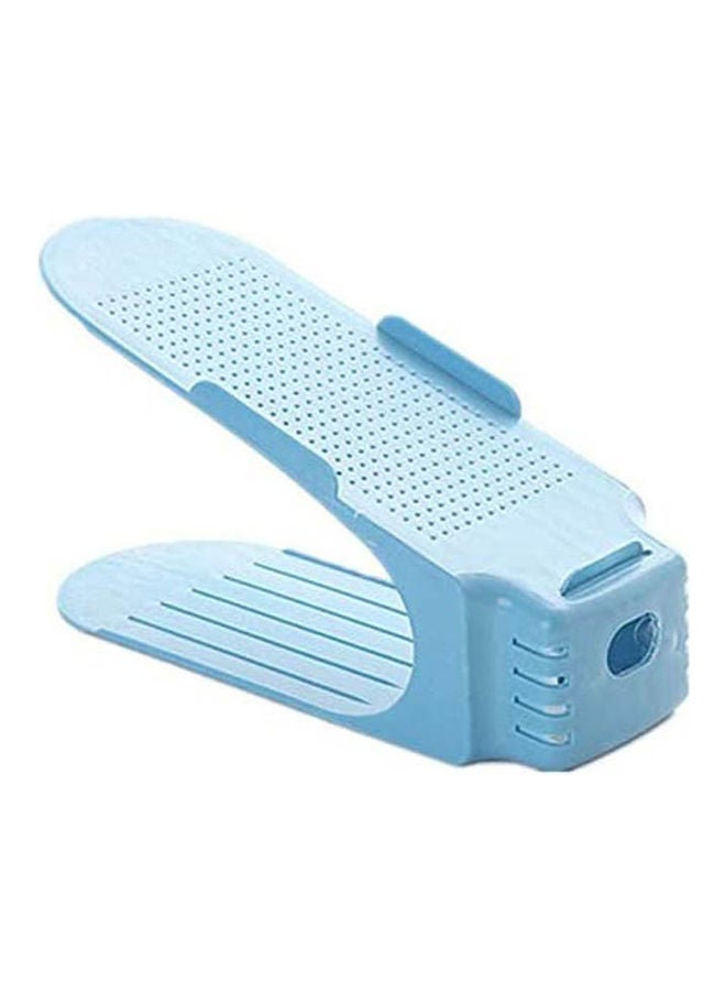 Useful Shoes Organizer Shoe Slots Space Saver Plastic Rack Storage Holder Case Container Double Layer Storage Rack Blue