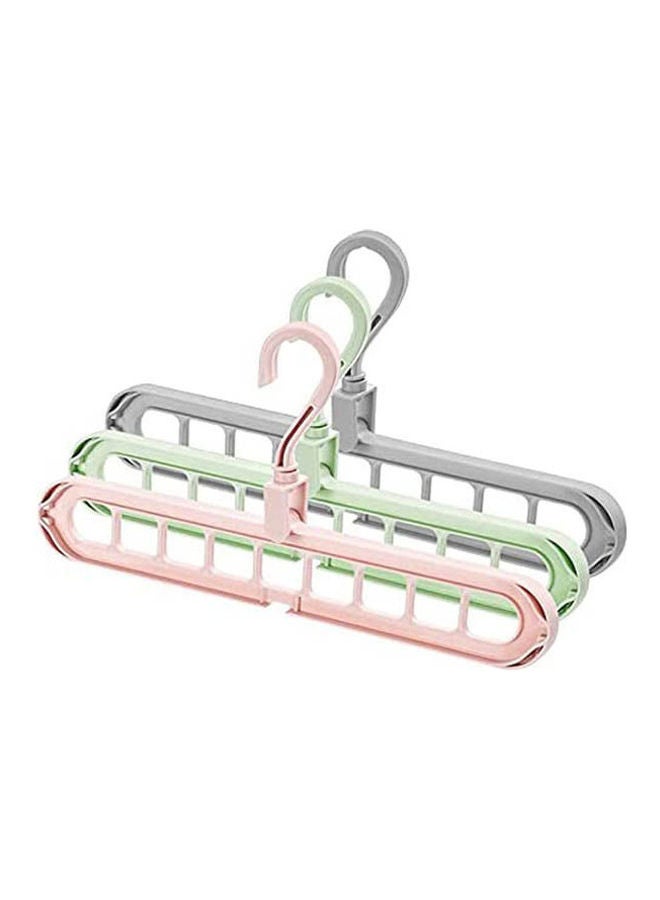 Generic Plastic Clothes Hanger  9 Holes- 360 Degrees Rotatable - 3 Pcs Multicolour 33cm 