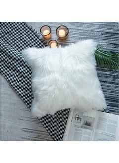 THE PACK Fluffy Plush Soft Fuzzy Throw Pillow Cover combination White 40X42cm  - Image 1