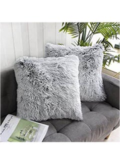 THE PACK Fluffy Plush Soft Fuzzy Throw Pillow Cover Combination Grey 40X40cm  - Image 1