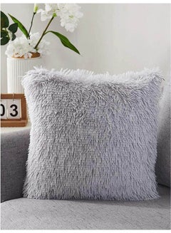 THE PACK Fluffy Plush Soft Fuzzy Throw Pillow Cover Combination Grey 40X40cm  - Image 2