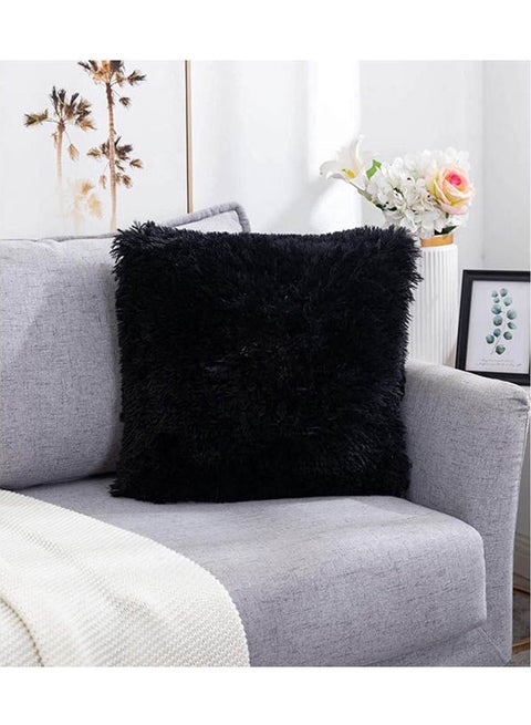 Fluffy Plush Soft Fuzzy Throw Pillow Cover Combination Black 40X41cm