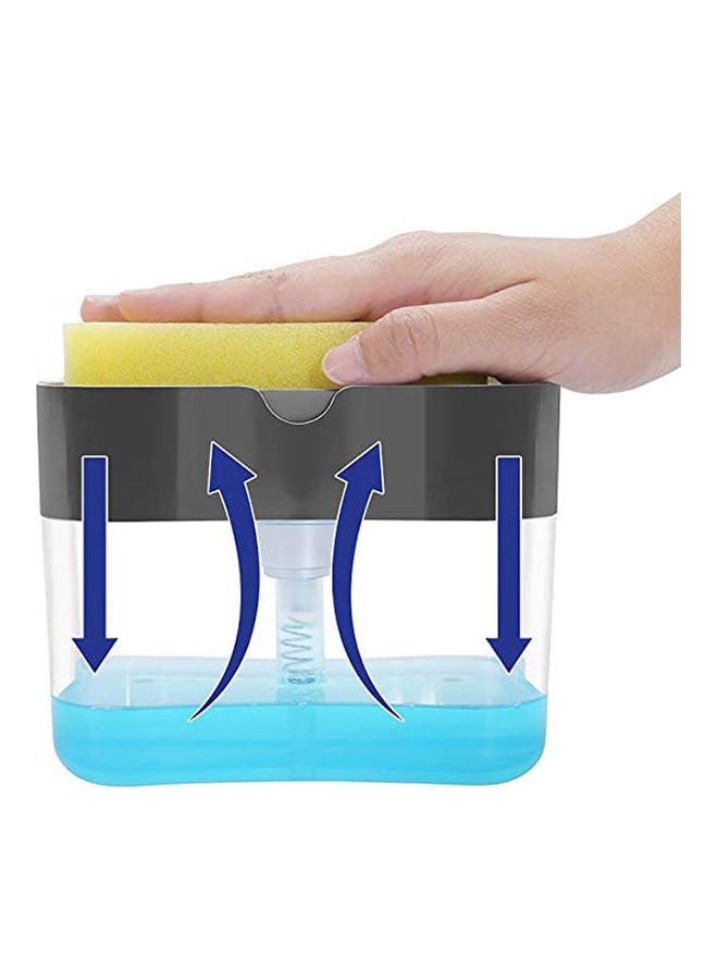 Quattro 2 In 1 Sponge Rack Shelf Soap Detergent Dispenser Pump Large Capacity With Sponge 1 Hand Operation Multicolour - Image 2
