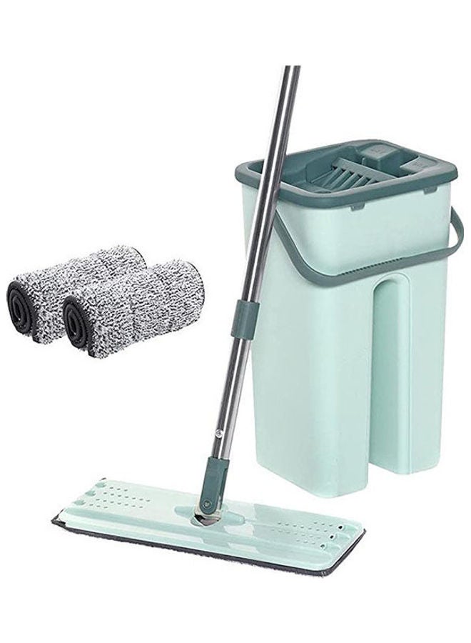 Free Hand Washing Flat Mop Bucket Set With Mop And Cloth BLue