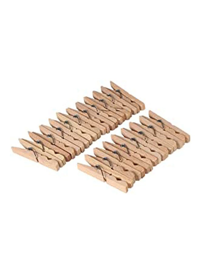 Wooden Laundry Pegs Set - 20 Pieces Beige