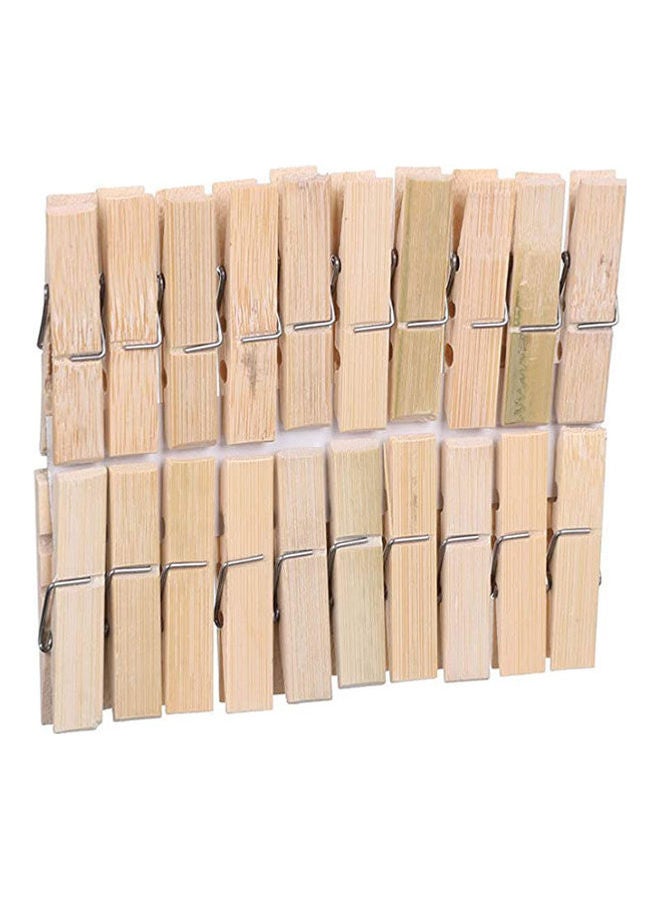 Bamboo Cloth Clamps, 20 Pieces Wooden Brown 