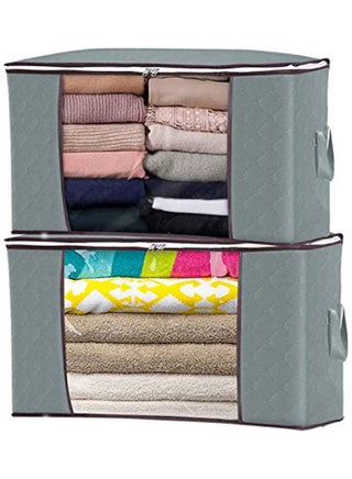 Storage Bag Organizer With Sturdy Zipper 2 Pack Large Foldable Clothes Storage Containers With Reinforced Handle Breathable Closet Organizer For Comforter Blanket Bedding Multicolour - v1648980230/N53057258A_1