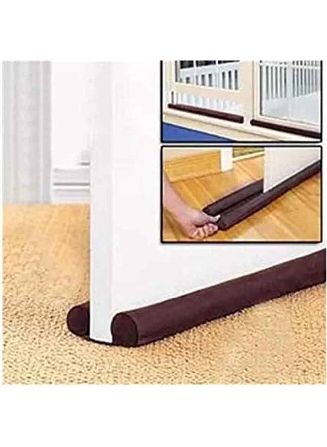 2 Pcs Twin Door Draft Dodger Guard Stopper Energy Save Window Protector Doorstop Brown