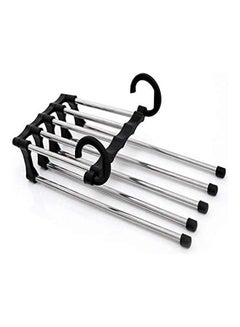 Adjustable Trouser Pants Tie Shawl Rack Belt Scarf Neckties Hanger Holder Five Poles Clothing Dry Rack Organizer Silver