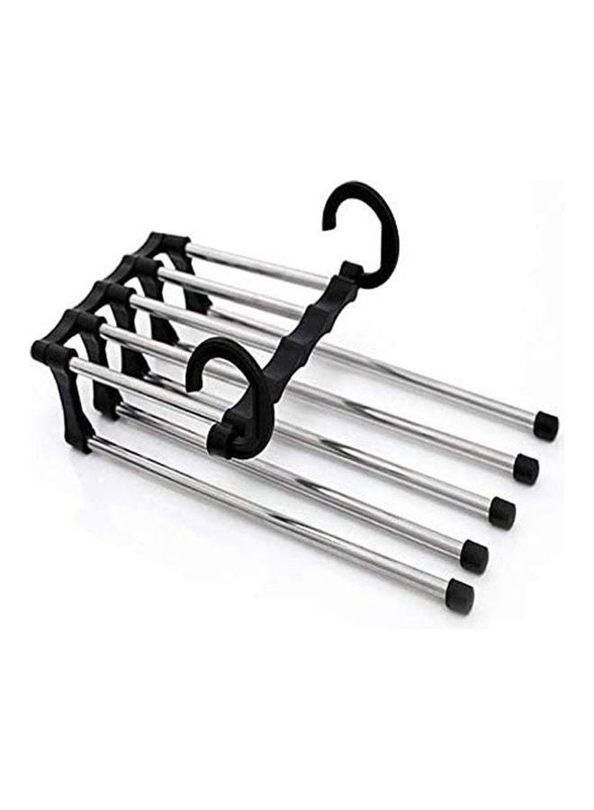 Generic - Adjustable Trouser Pants Tie Shawl Rack Belt Scarf Neckties Hanger Holder Five Poles Clothing Dry Rack Organizer Silver - Image 1