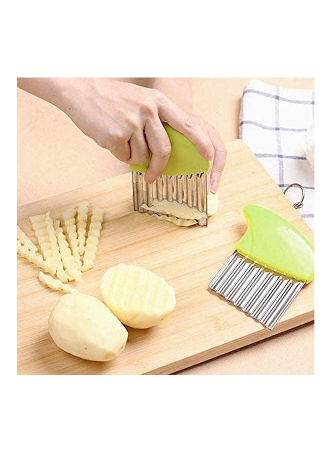 Stainless Steel Potato Chip Dough Vegetable Fruit Crinkle Green 10.7X7.7cm - Image 2