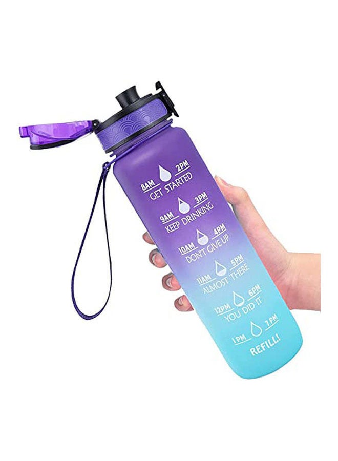 Water Bottle With Motivational Time Marker, Purple 1Liters - Image 1