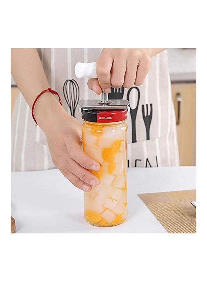 Can Opener Jar Bottle Adjustable Manual Stainless Steel Easy Kitchen Tool White 7x7.5cm - Image 2