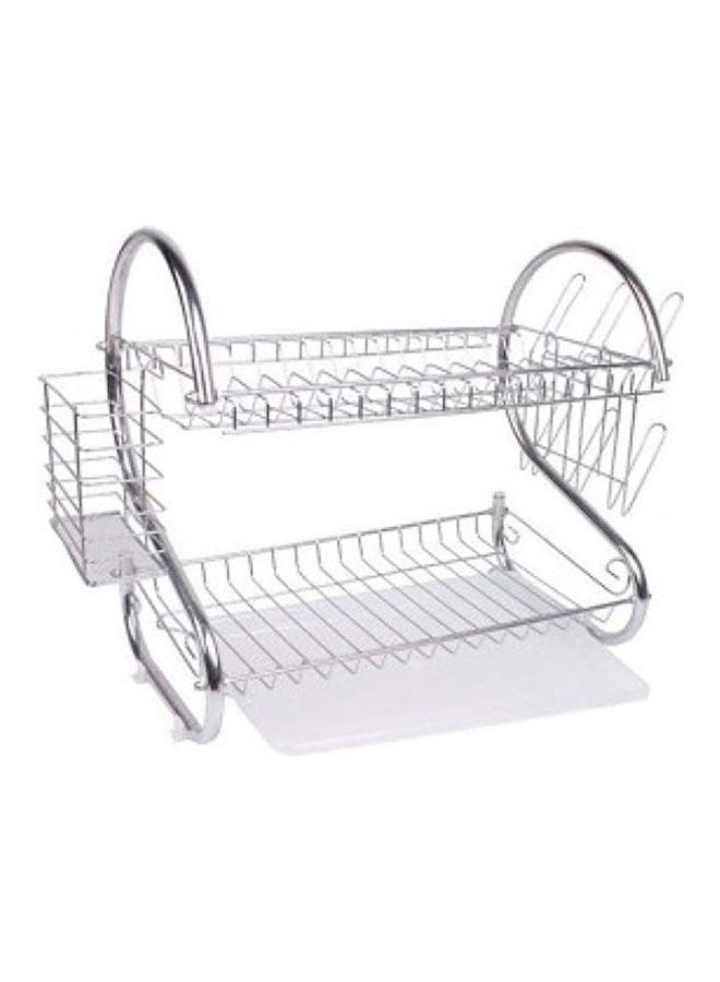 2 Layer Dish Drainer Steel Silver