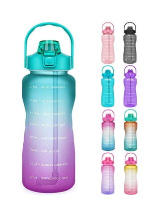 Opard 64 Oz Water Bottle With Time Marker To Drink Half Gallon Motivational Water Bottle With Straw And Handle Large Bpa Free Water Jug For Sports Gym Fitness Cyan Gradient Multicolour 1.8Liters - v1648981236/N53058798A_1