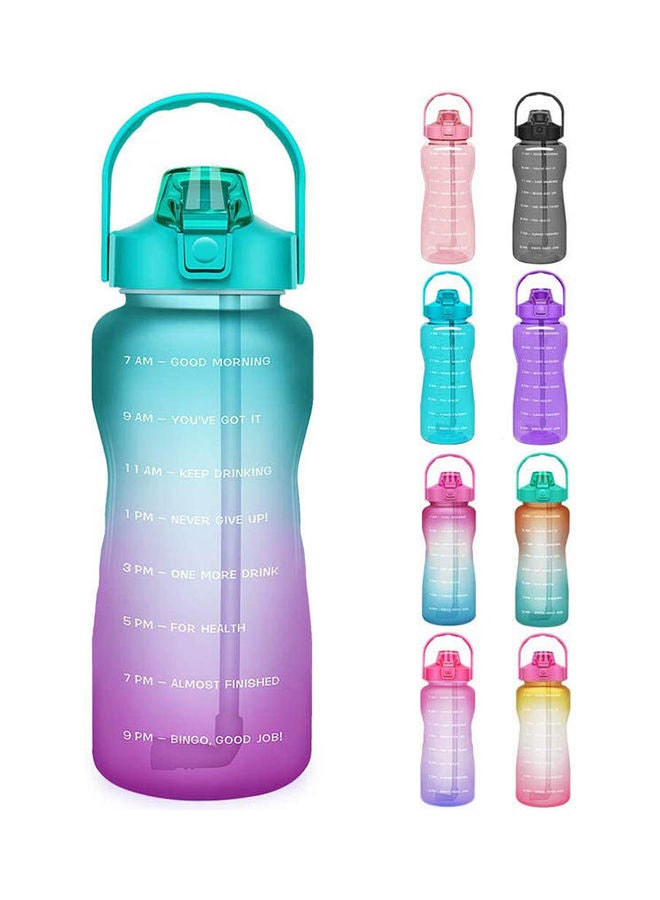 Opard 64 Oz Water Bottle With Time Marker To Drink Half Gallon Motivational Water Bottle With Straw And Handle Large Bpa Free Water Jug For Sports Gym Fitness Cyan Gradient Multicolour 1.8Liters