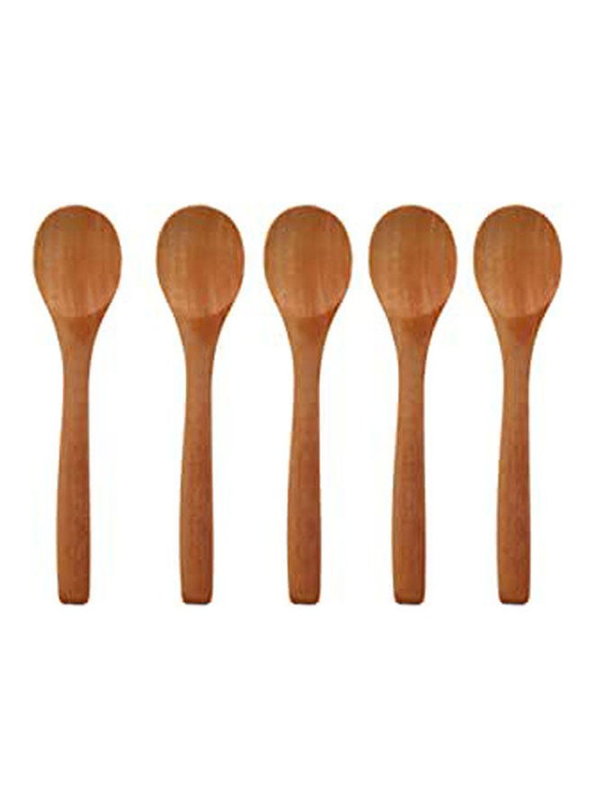 Set Of 6 Small Wooden Spoons Beige 