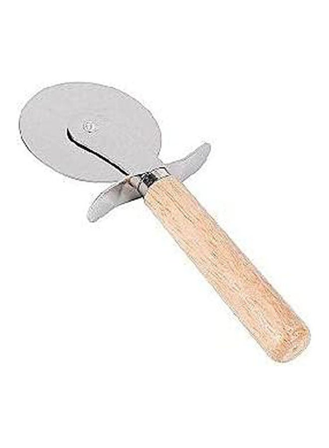 Stainless Steel Pizza Cutter With Wooden Handle Silver