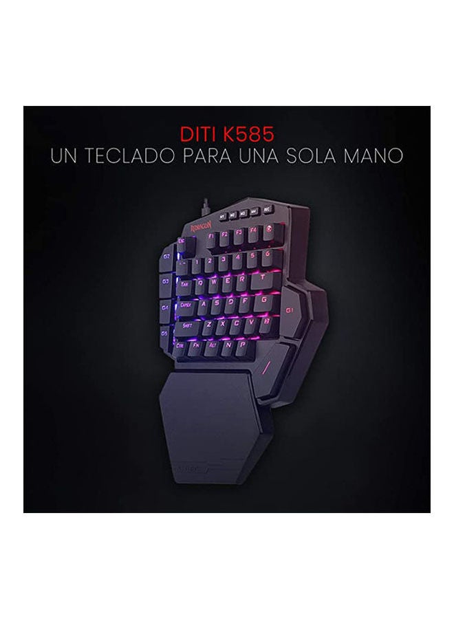REDRAGON - Redragon K585 DITI One-Handed RGB Mechanical Gaming Keyboard Blue Switches Type-C Professional Gaming Keypad with 7 Onboard Macro Keys Detachable Wrist Rest 42 Keys - Image 1