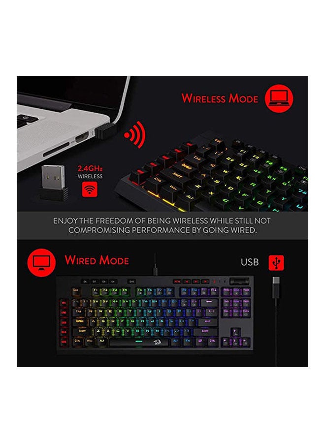 REDRAGON - K596 Vishnu 2.4G Wireless/Wired, Red Switch Mechanical Gaming Keyboard RGB TKL - 2400 mAh Battery, 10 Onboard Macro Keys & Wrist Rest, 10H Play Time - Image 1