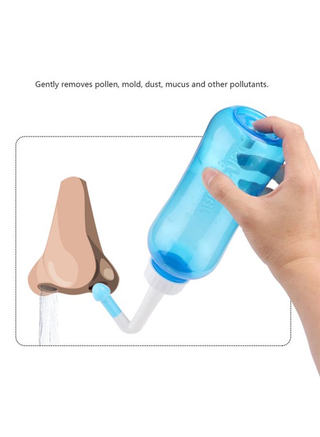 Generic - Nose Wash Neti Pot Sachets Rinse Nasal Irrigation With Water Pulse Saline Bottle Blue 500ml - Image 1