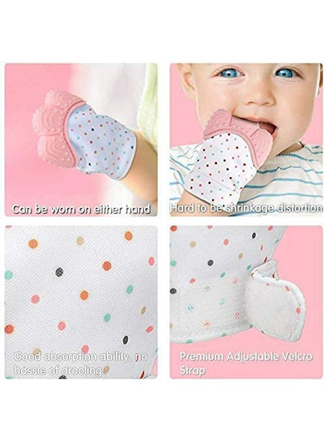 Seature - Early Basic Training Hygenic Silicone Teething Mitten Glove For Baby - Pink - Image 1