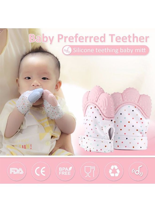 Seature - Early Basic Training Hygenic Silicone Teething Mitten Glove For Baby - Pink - Image 1