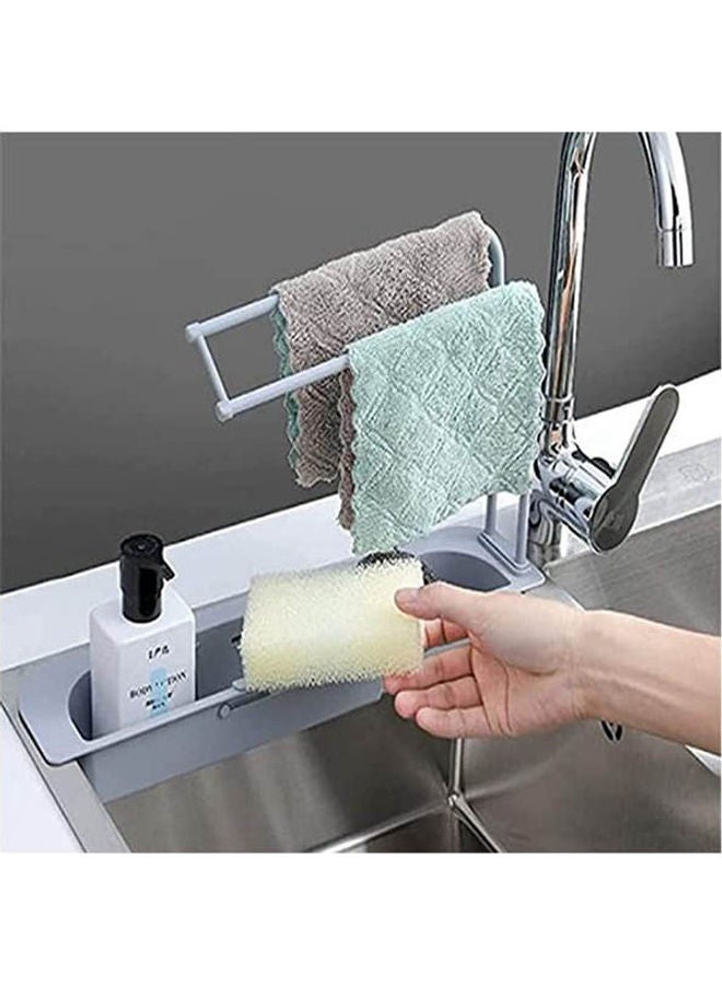 Telescopic Sink Holder Expandable Storage Drain Basket Rack Grey - Image 2