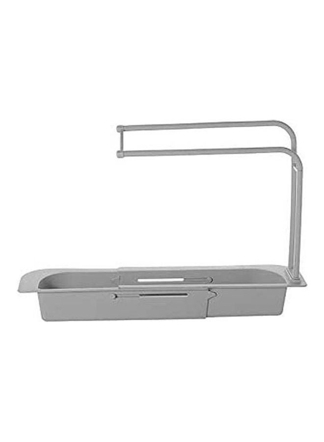 Telescopic Sink Holder Expandable Storage Drain Basket Rack Grey - Image 1