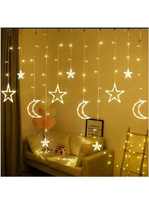 Led String Lights Stars Shaped And Moon Curtain Decorative Lights Holiday Decoration Ramadan Gift Gold