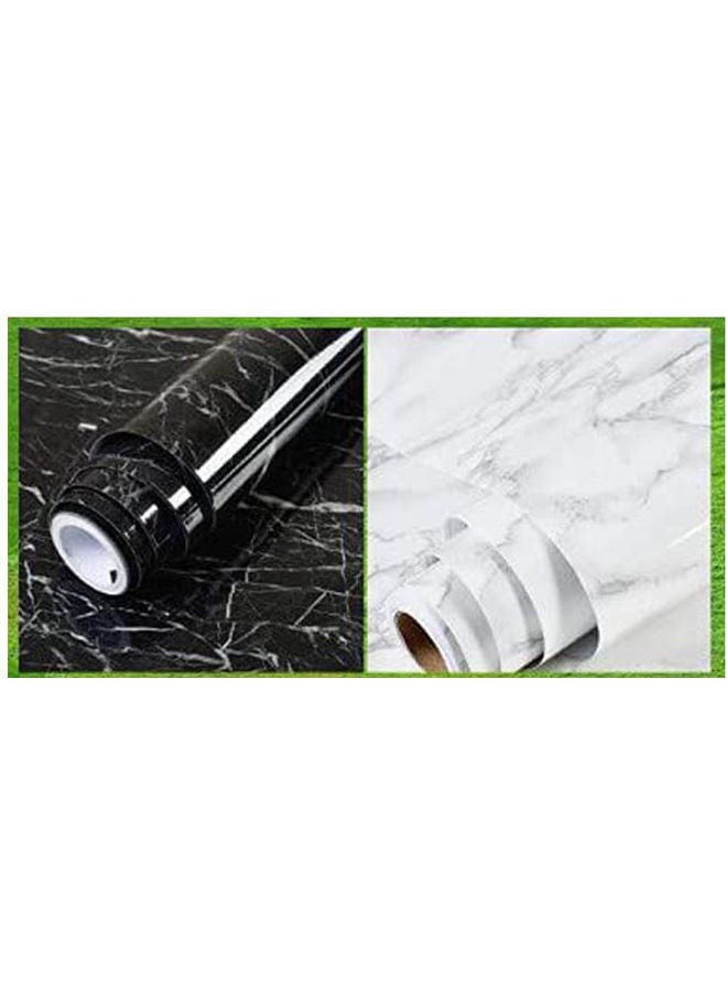 2 Rolls Wallpaper Marble Décor White-Black 500x60cm - Image 1