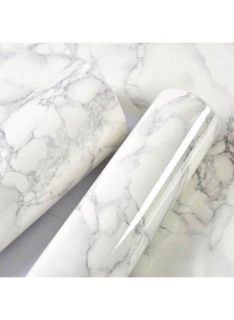 Marble Pattern Water-Resistant Wallpaper Roll White 500cm