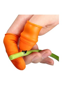 Generic Fruit and Vegetable Picking Potted Plants Trim Silicone Thumb Knife Set Picking Portable Knife Garden Tools Orange  - Image 1