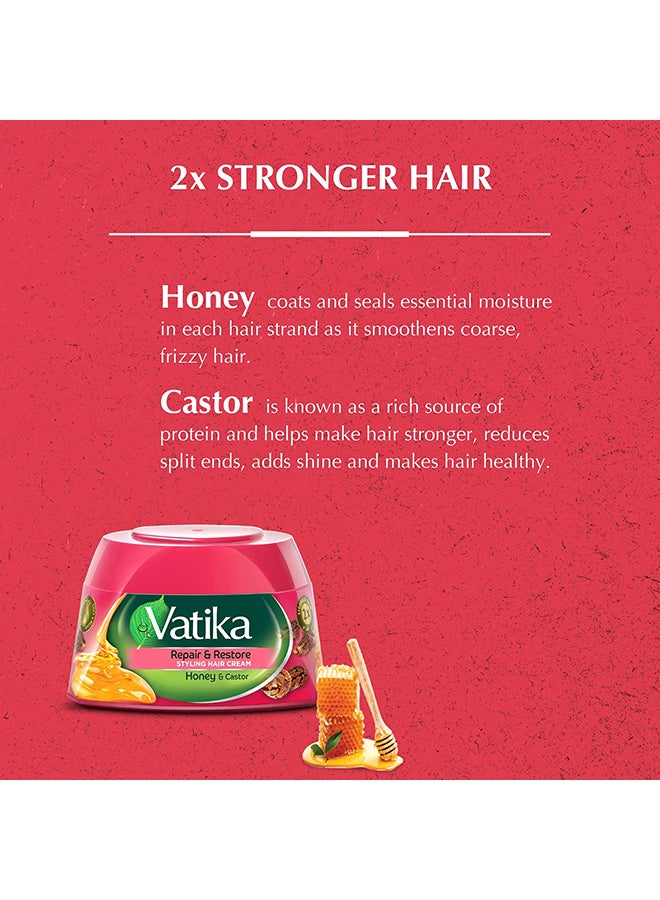 دابر كريم تصفيف الشعر بخلاصة زيت الخروع والعسل لإصلاح الشعر وتجديده 210ملليلتر - Image 2