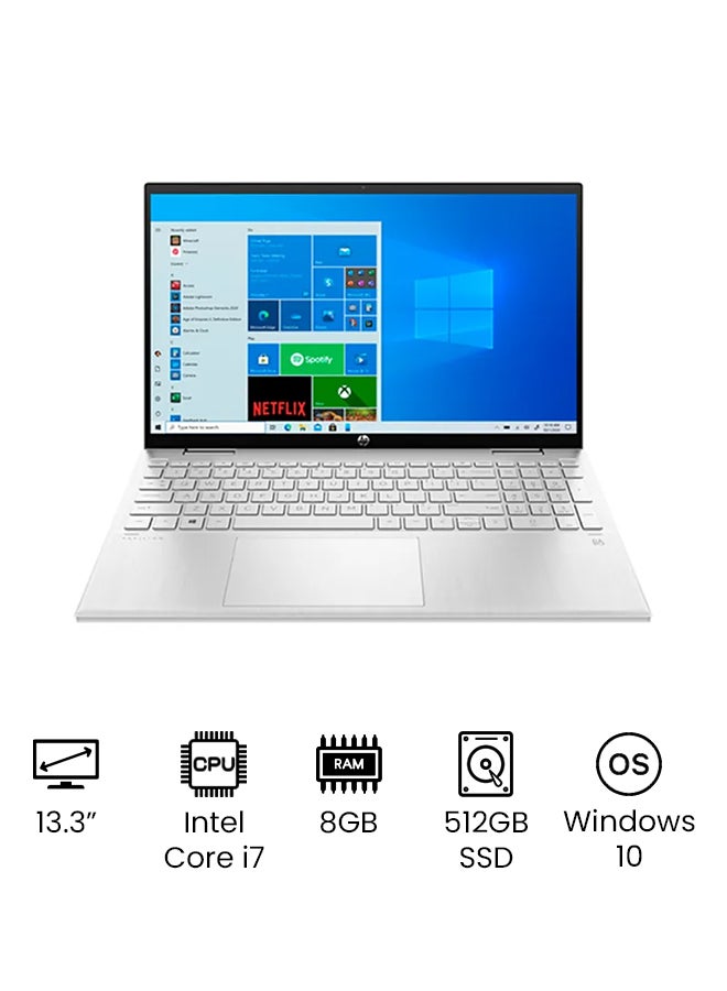 HP - Pavilion 15t-er000 X360 2-In-1 Laptop With 15.6-Inche Full HD Touchscreen Full HD Display, 11th Gen Core i7-1165G7 Processer/8GB RAM/512GB SSD/Intel UHD Graphics/Windows 10 /International Version English Silver - Image 1