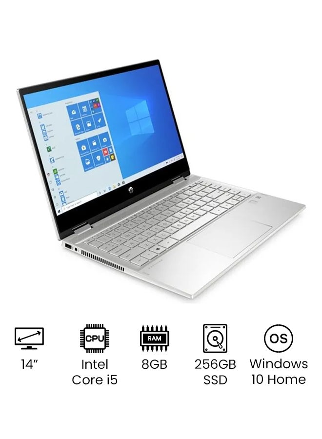 HP - Pavilion 14-DW1010WM X 360 Convertible  (Upgraded Version) Laptop With 14 Inch Full HD Display, 11th Gen Core i5-1135G7 Processor/8GB RAM/256GB SSD/Intel Iris XE Graphics/ English English Silver - Image 1