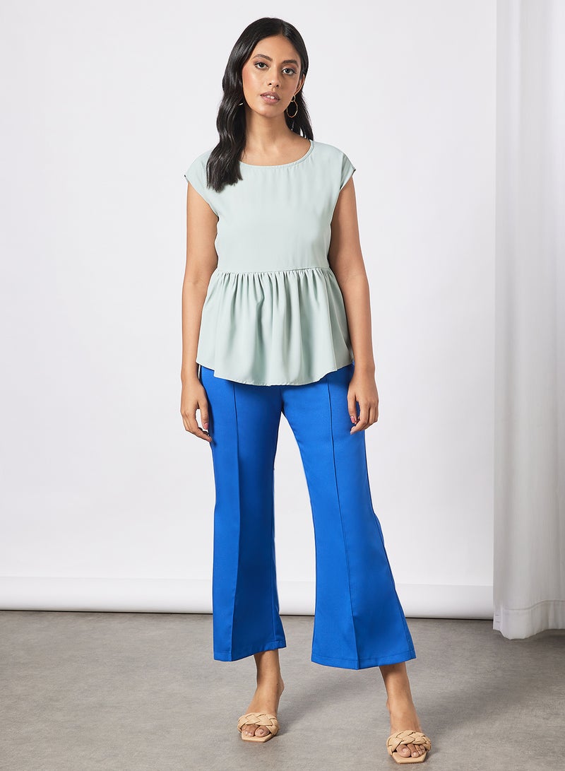 Aila Women's Casual Cap Sleeves Blouse With Tie Up Details At The Waist Moss Green  - Image 3
