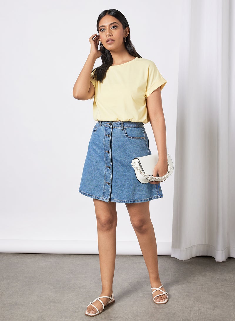 Aila Women's Solid Design Casual Crop Top Yellow  - Image 3