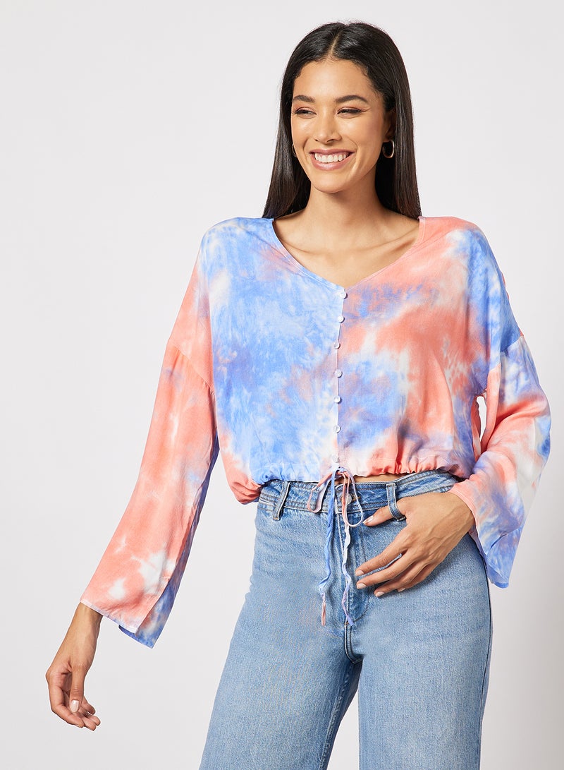 Aila - Women's Allover Print Design Casual V-nick Blouse Multicolour - Image 1
