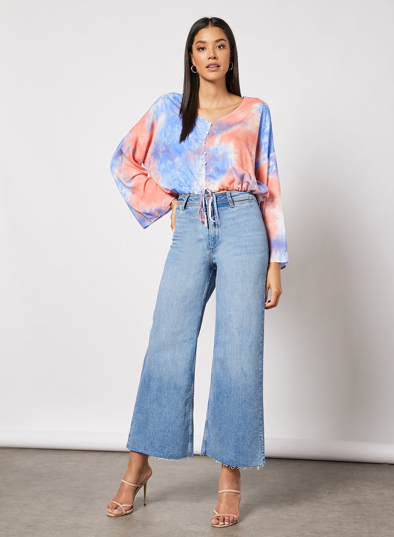 Aila - Women's Allover Print Design Casual V-nick Blouse Multicolour - Image 1