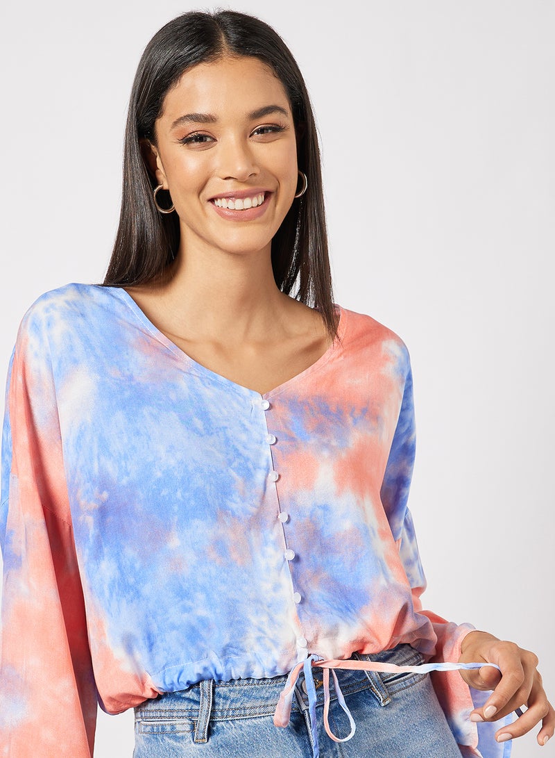 Aila - Women's Allover Print Design Casual V-nick Blouse Multicolour - Image 1