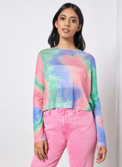 Allover Print Design Casual Short Sleeve Top Multicolour