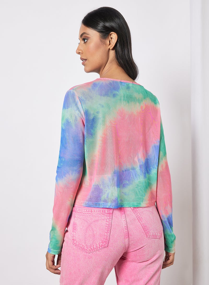 Aila - Allover Print Design Casual Short Sleeve Top Multicolour - Image 1