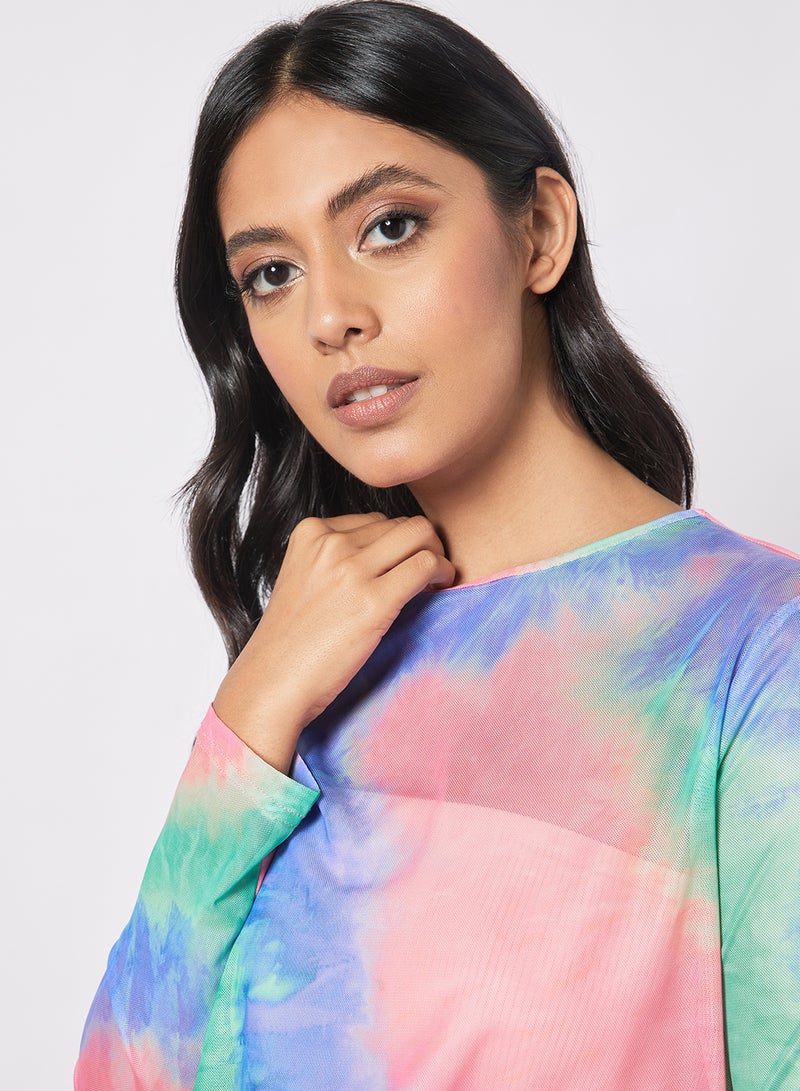 Aila - Allover Print Design Casual Short Sleeve Top Multicolour - Image 1