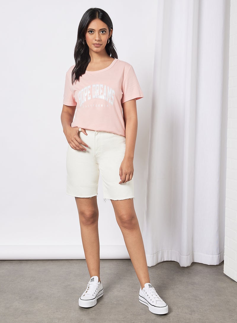 Aila Casual Short Sleeve Round Neck Graphic Print Knit T-Shirt Pink  - Image 3