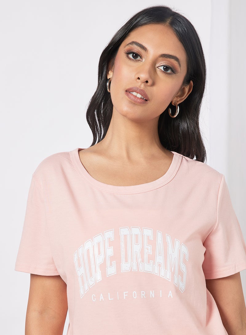 Aila Casual Short Sleeve Round Neck Graphic Print Knit T-Shirt Pink  - Image 4