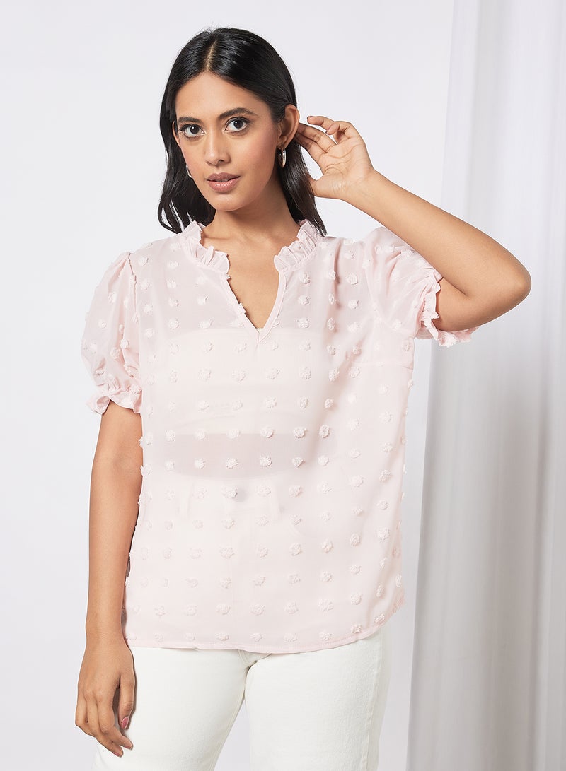 Aila Casual Fashionable Short Sleeve V-Neck T-Shirt Pink  - Image 1