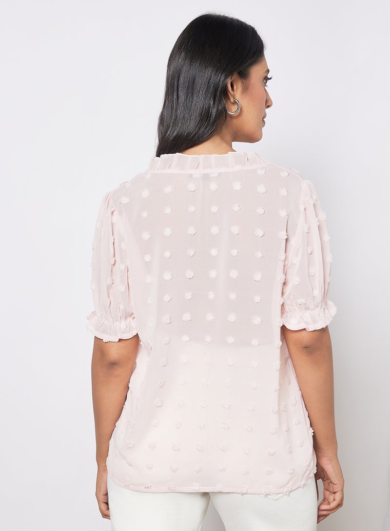 Aila Casual Fashionable Short Sleeve V-Neck T-Shirt Pink  - Image 2