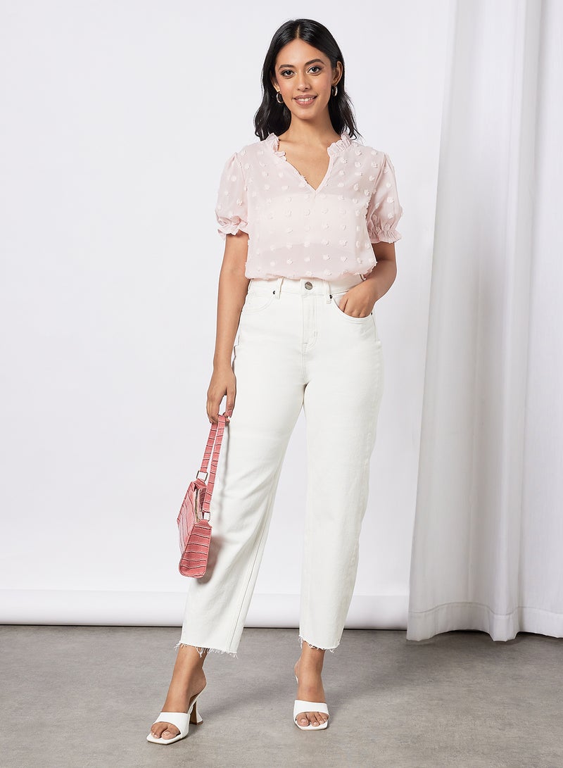 Aila Casual Fashionable Short Sleeve V-Neck T-Shirt Pink  - Image 3